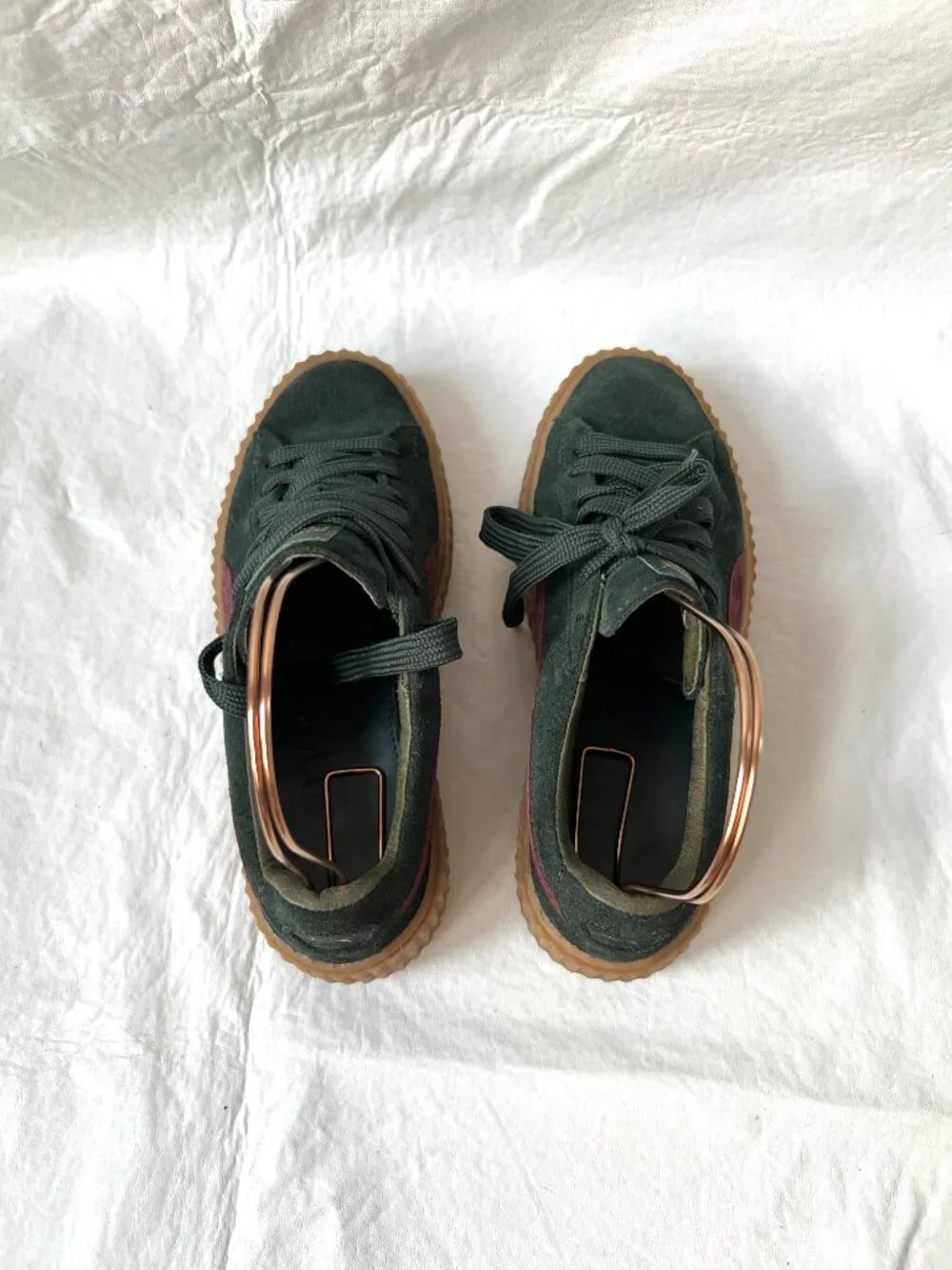 Puma x Fenty Rihanna suede creepers womens 8 dark green suede platform sneaker